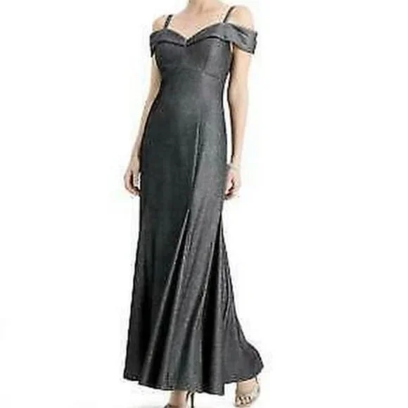 R & M Richards | Dresses | R M Richards Womens Gray Glitter Off Shoulder Fit  Flare Formal Dresssize 4 | Poshmark